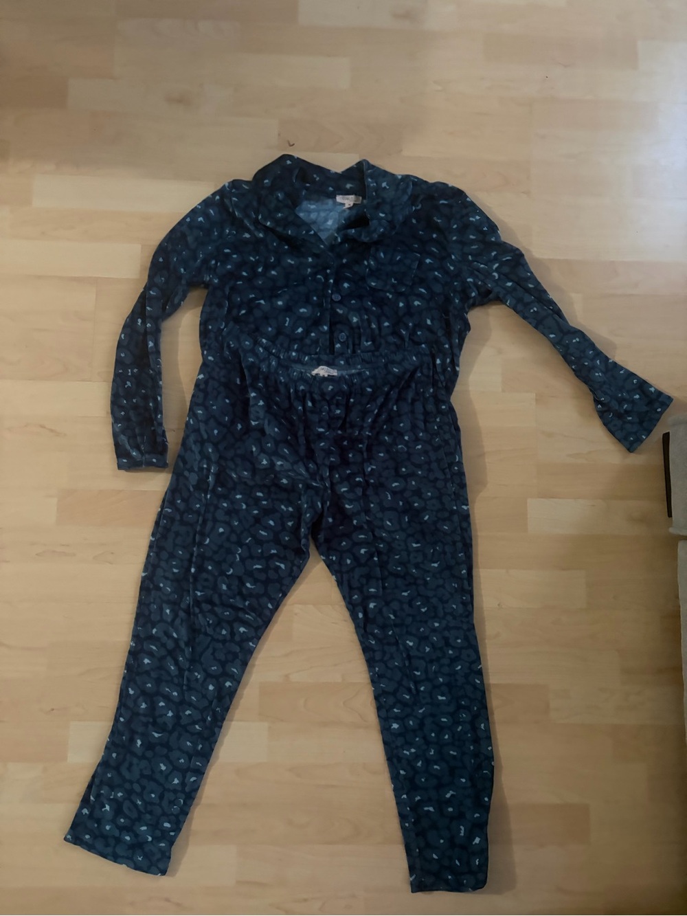 Women’s Dark Blue Printed Pajama Set- Size M
